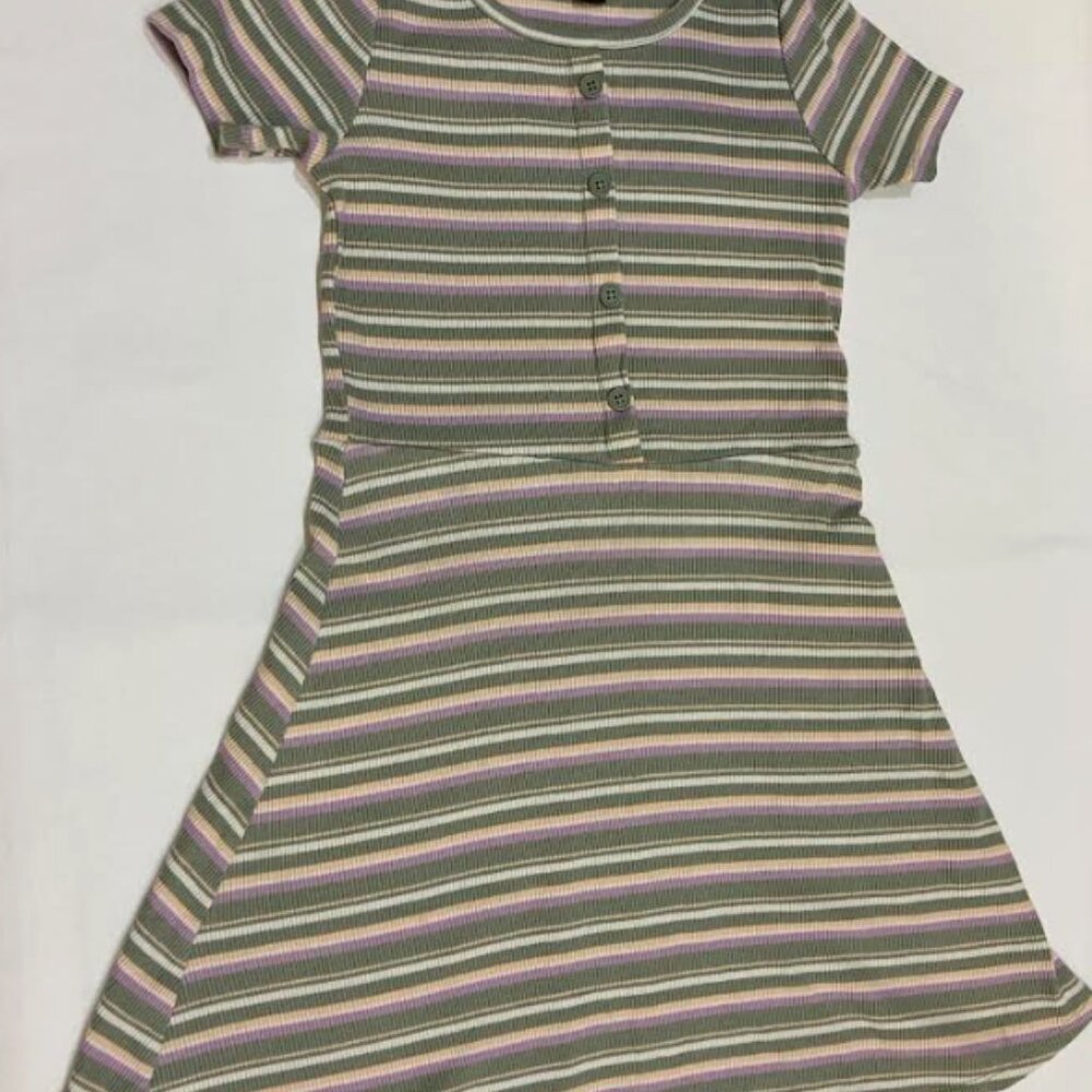 Art Class A-line Dress Girls Stripes Multicolor Stretched Short Size 7-8.
